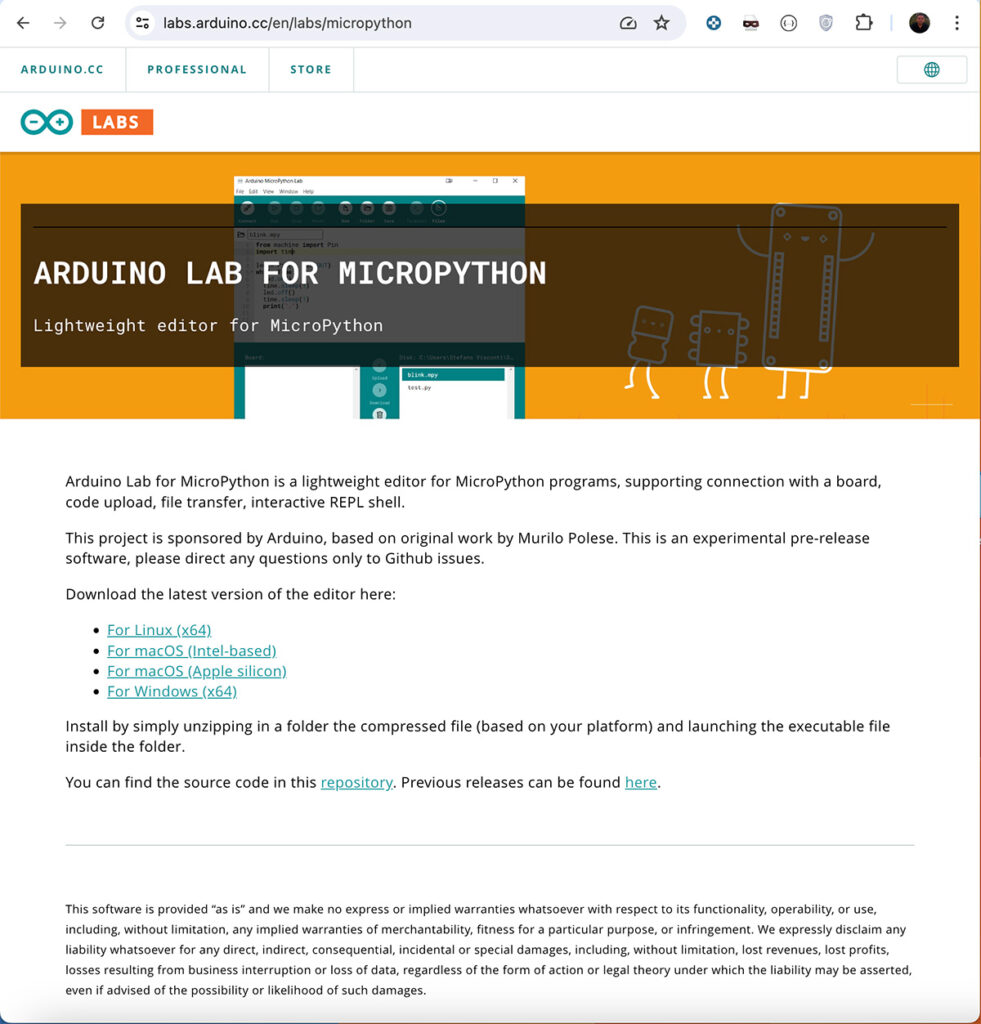 Arduino MicroPython lab ide webpage