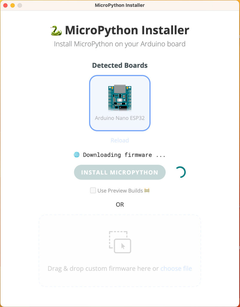 MicroPython Installer Arduino nano ESP32 download Firmware