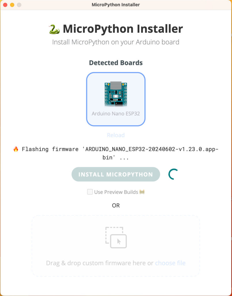 MicroPython Installer Arduino nano ESP32 flashing Firmware