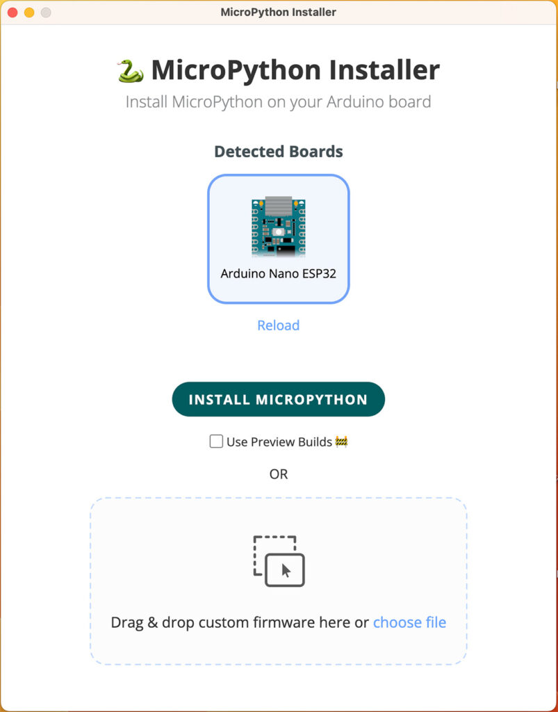 MicroPython Installer Arduino nano ESP32 start