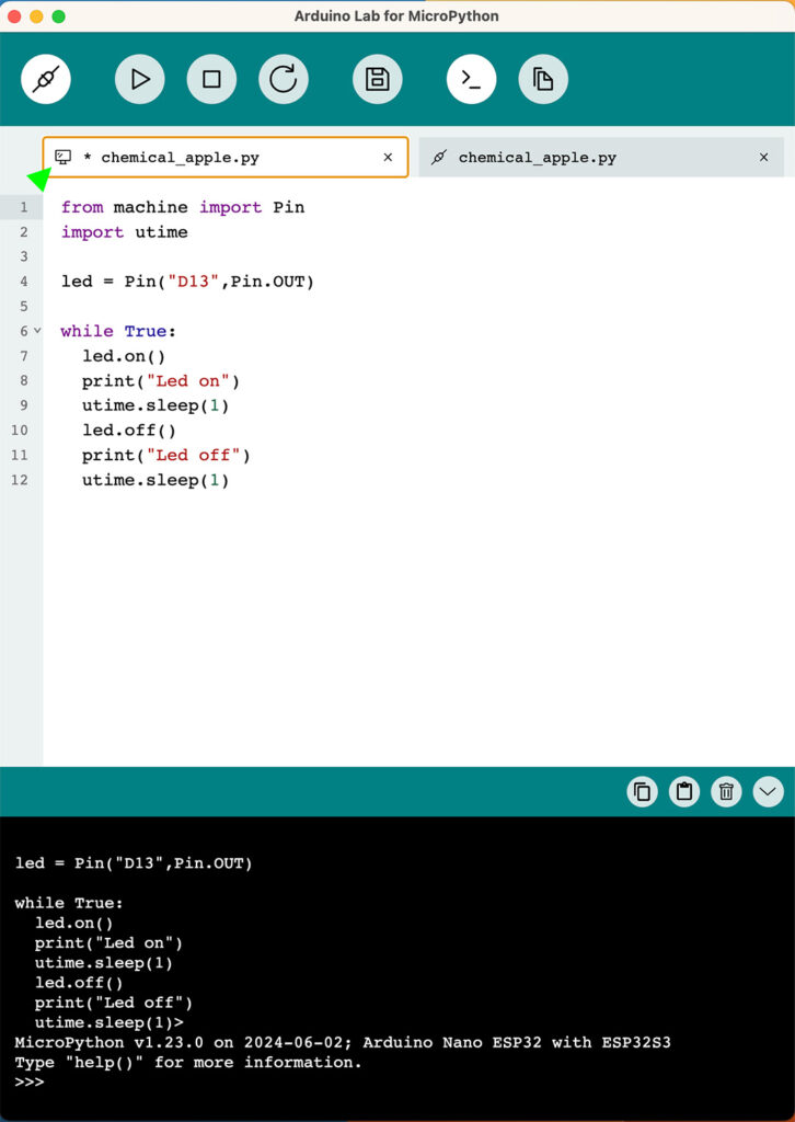 Arduino Lab for MicroPython blink computer