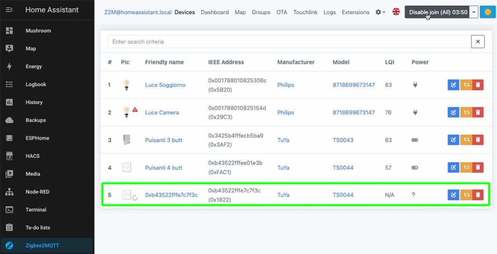 MOES HomeAssistant ZigBee device found