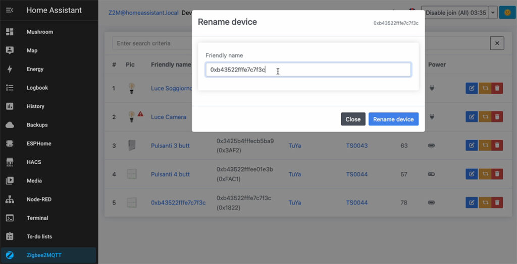 MOES HomeAssistant ZigBee rename