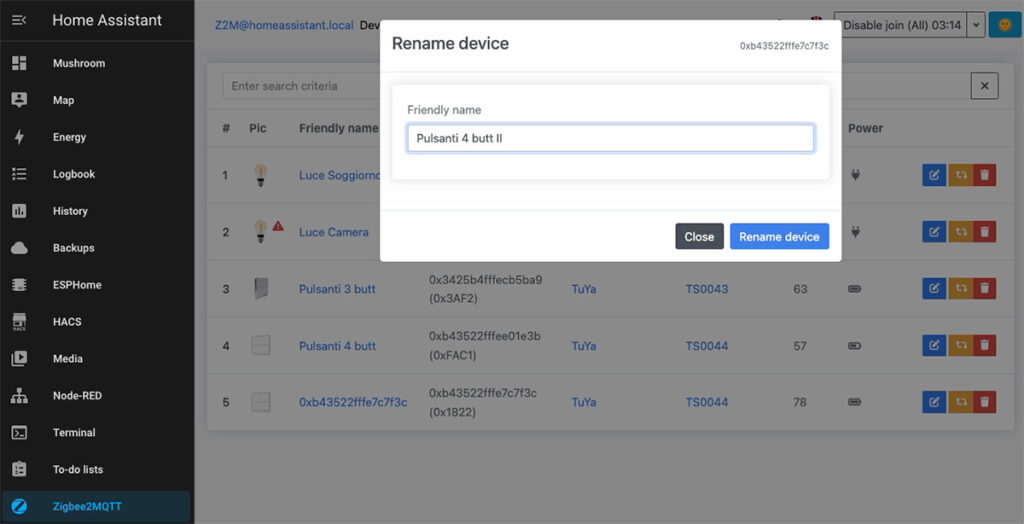 MOES HomeAssistant ZigBee renamed